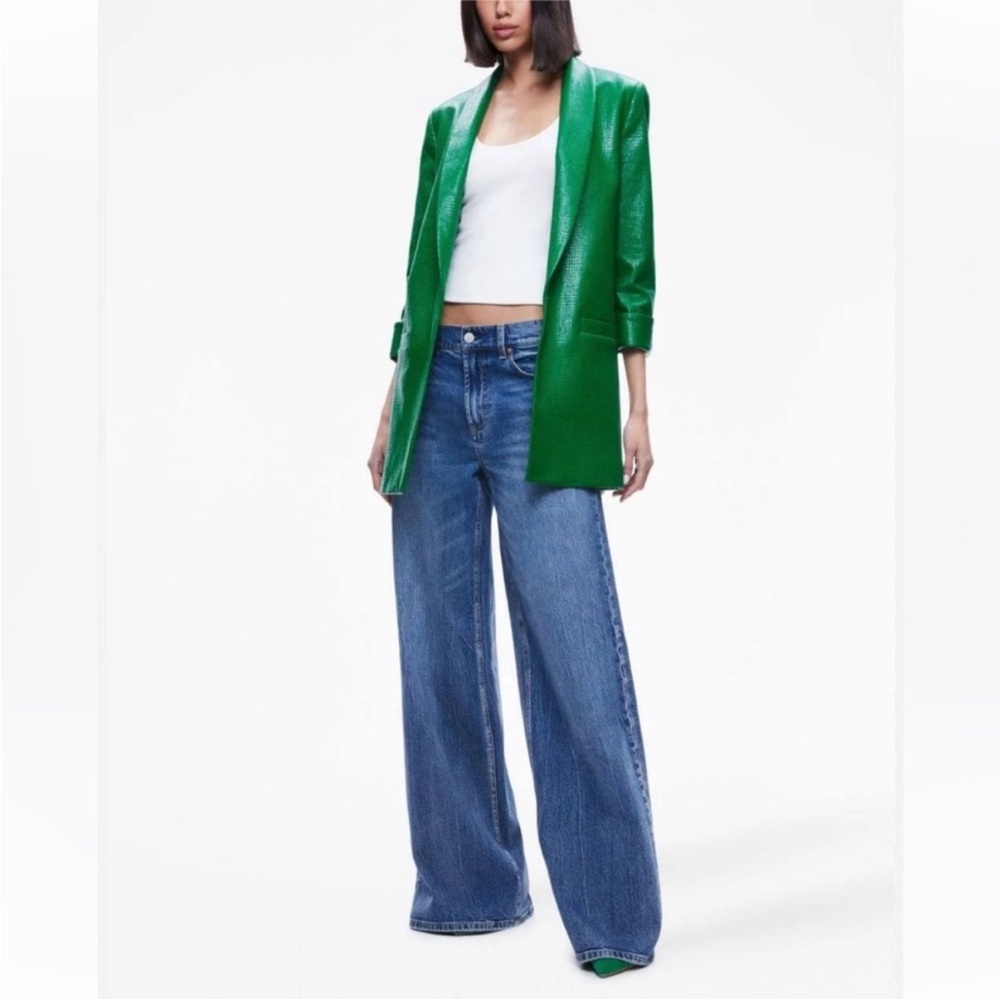 Alice + Olivia Green Vegan Leather Jacket size M